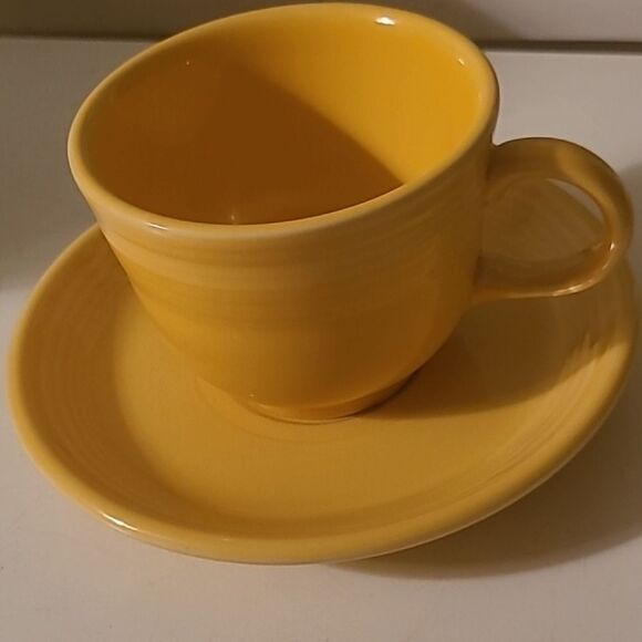 - Fiestaware Yellow Cup and Saucer Set - Picture 1 of 9
